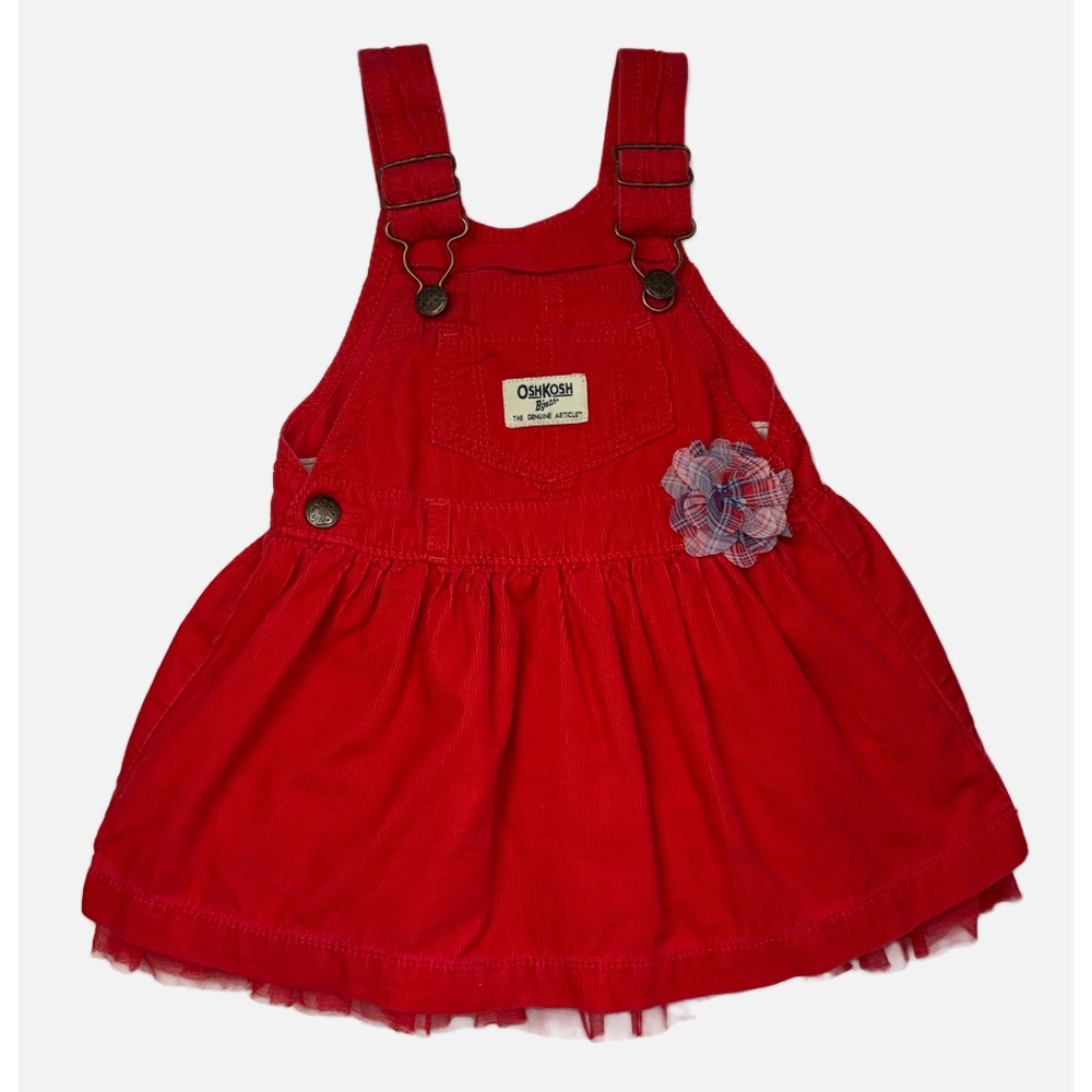 EUC OSHKOSH LIGHT CORDUROY DRESS, SIZE 12 MONTHS